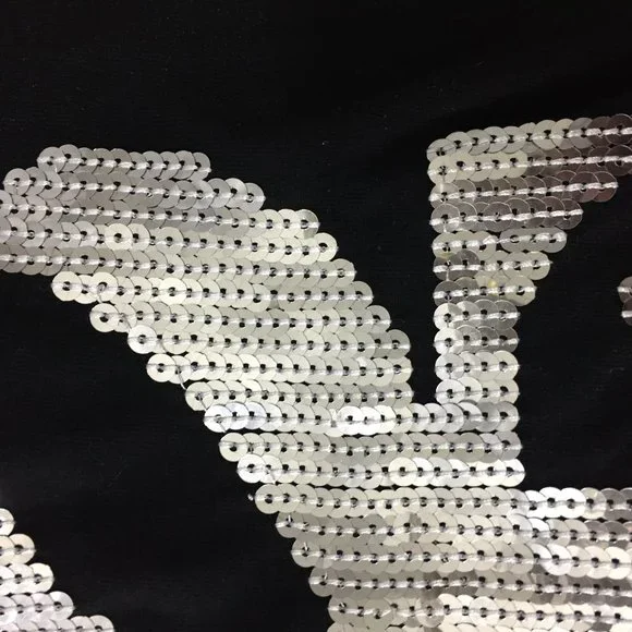 D&G DOLCE & GABBANA Italy Black Silver LOVE Sequin Long Sleeve Shirt - Picture 5 of 8